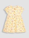 JoJo Maman Bébé Yellow Bunny & Duck Button Through Pet In Pocket Jersey Dress