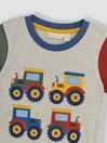 JoJo Maman Bébé Natural Tractor Appliqué Motif T-Shirt