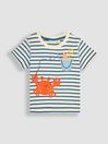 JoJo Maman Bébé Ecru Crab Appliqué Pocket T-Shirt