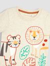 JoJo Maman Bébé Natural Lion & Tiger Appliqué T-Shirt