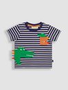 JoJo Maman Bébé Indigo Blue Crocodile Appliqué Pocket T-Shirt