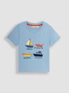 JoJo Maman Bébé Blue Boat Appliqué Motif T-Shirt