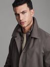Reiss Brown Perrin Jacket With Removable Funnel-Neck Insert