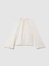 Reiss Ivory Gracie Cut-Out Flute Sleeve Blouse