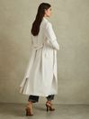 Reiss White Etta Double Breasted Belted Trench Coat