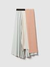 Reiss Pink/Cream Maddie Pleated Asymmetric Midi Skirt
