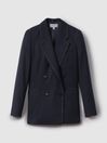 Reiss Navy Raven Wool Blend Denim Look Suit Blazer