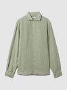 Reiss Pistachio Ruban Linen Button-Through Shirt