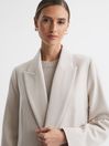 Reiss Neutral Lila Wool Blend Double Breasted Longline Coat