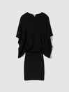 Reiss Black Julia Knitted Cape Sleeve Mini Dress