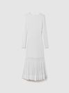 Reiss Cream Tasmin Knitted Sheer Flared Midi Dress