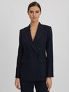 Reiss Navy Harley Wool Blend Double Breasted Suit Blazer