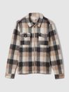 Reiss Oatmeal/Grey Stamford Brushed Check Overshirt