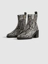 Reiss Snake Sienna Leather Heeled Western Boots