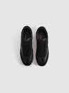 Reiss Black Alba Leather-Suede Low Trainers