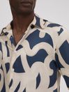 Reiss Navy/Ecru Jude Painted Button-Through Shirt