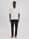 Reiss White/Navy Anchor Boxy Fit Striped Shirt