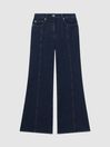 Reiss Dark Blue Juniper Petite Flared Front Seam Jeans