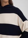 Reiss Navy/Ivory Ally Wool Blend Striped Hoodie