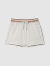 Reiss Mink/Ivory Lexi Striped Drawstring Waistband Shorts