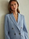 Reiss Blue June Double Breasted Suit Blazer with TENCEL™ Fibers