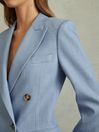 Reiss Blue June Double Breasted Suit Blazer with TENCEL™ Fibers