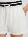 Reiss Navy/Ivory Lexi Striped Drawstring Waistband Shorts