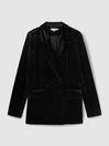 Good American Black Good American Velvet Double Breasted Suit Blazer