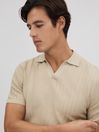Reiss Stone Mickey Textured Modal Blend Open Collar Shirt