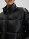 Good American Black Good American Faux Leather Puffer Jacket