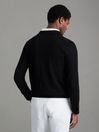 Reiss Black Forbes Merino Wool Button-Through Cardigan