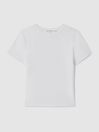 Good American White Good American Cropped Cotton Crew Neck T-Shirt