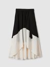 Reiss Black/Cream Emma Colourblock Midi Skirt