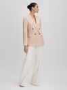 Reiss Pink Eve Double Breasted Satin Blazer