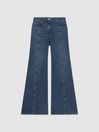 Reiss Mid Blue Juniper Petite Flared Front Seam Jeans