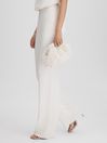 Reiss White Dania Woven Pearl Clutch Bag