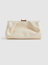 Reiss Off White Madison Leather Clutch Bag