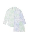 Victoria's Secret Garden Mint Green & Blue Crescent Tropical Toile Cotton Short Pyjamas