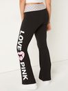 Victoria's Secret PINK Pure Black with Pink Foldover Full Length Flare Legging