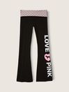 Victoria's Secret PINK Pure Black with Pink Foldover Full Length Flare Legging