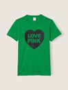 Victoria's Secret PINK Green Cotton Short Sleeve Campus T-Shirt