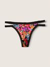 Victoria's Secret PINK Black Floral Strappy Lace Thong Knickers