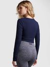 Victoria's Secret PINK Midnight Navy Blue Long Sleeve Ribbed Crop Top