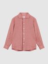 Reiss Coral Ruban Long Sleeve Linen Shirt