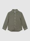 Reiss Olive Ruban Long Sleeve Linen Shirt
