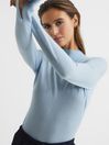 Reiss Light Blue Sasha Merino Wool Split Sleeve Jumper