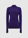 Reiss Purple Sasha Merino Wool Split Sleeve Jumper