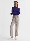 Reiss Purple Sasha Merino Wool Split Sleeve Jumper