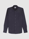 Reiss Navy Soft Wash Button Down Oxford Shirt