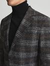Reiss Charcoal Grey Focus Wool Blend Checked Slim Fit Blazer